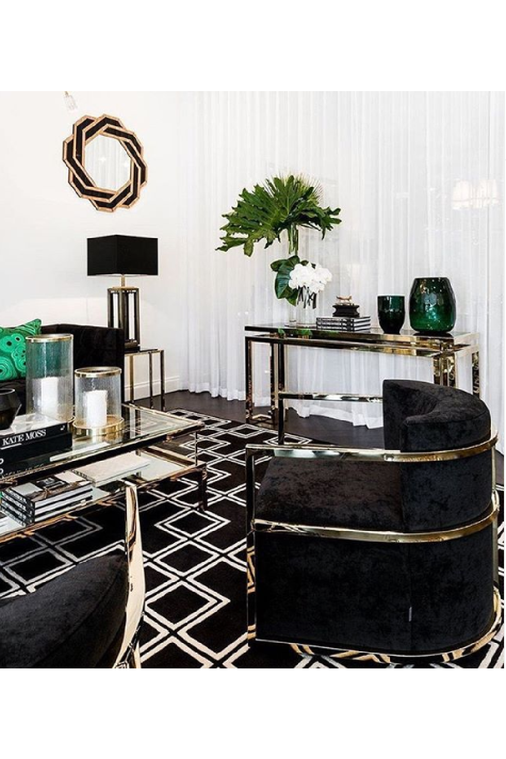 Amber Black Glass Mirror Mulini | Eichholtz Miami