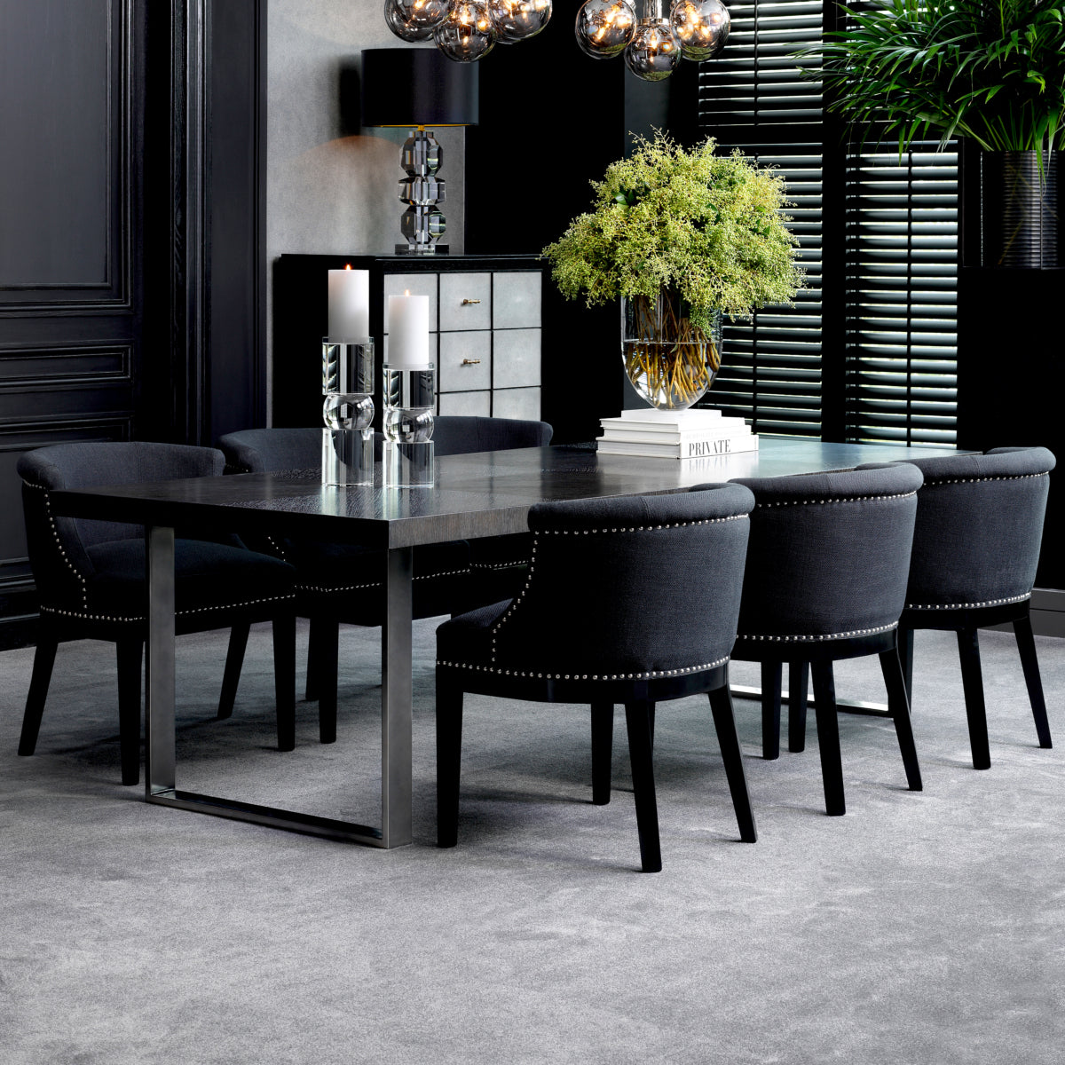 Charcoal Oak Dining Table Borghese | Eichholtz Miami