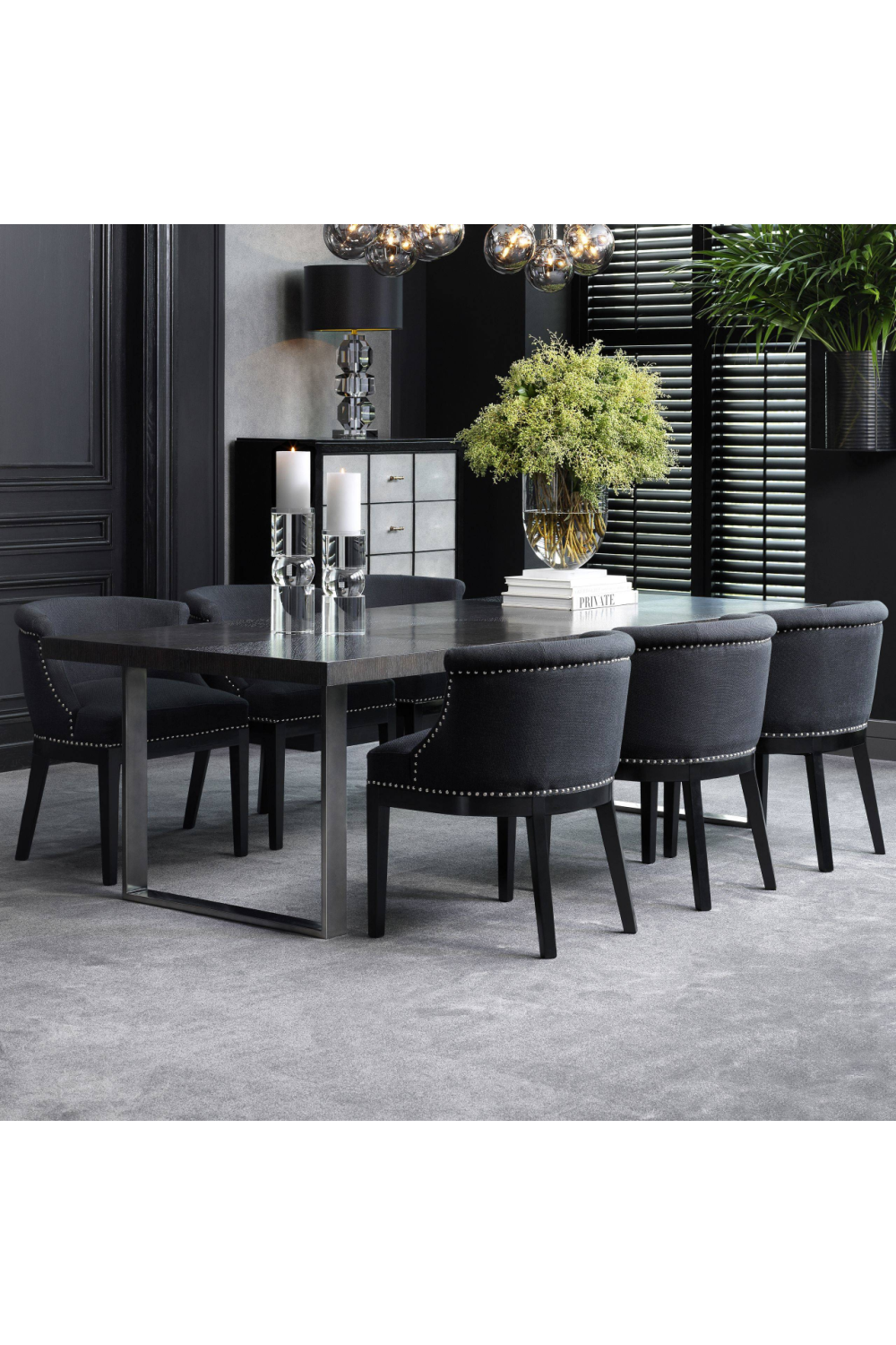 Charcoal Oak Dining Table Borghese | Eichholtz Miami