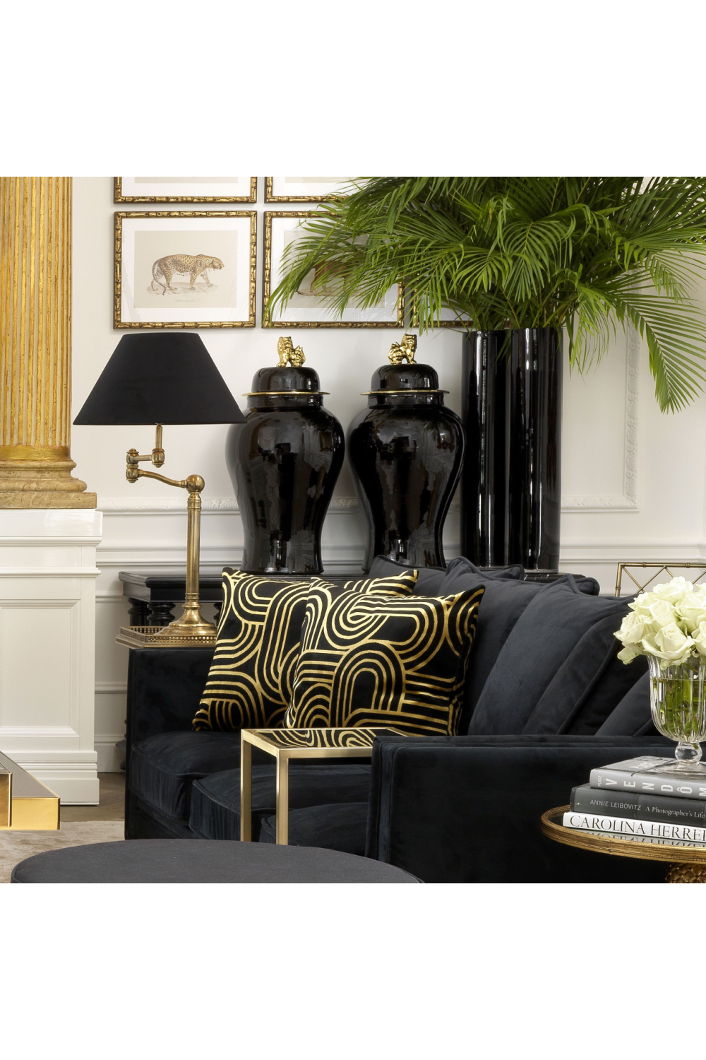 Black Porcelain Vase L Golden Dragon | Eichholtz Miami