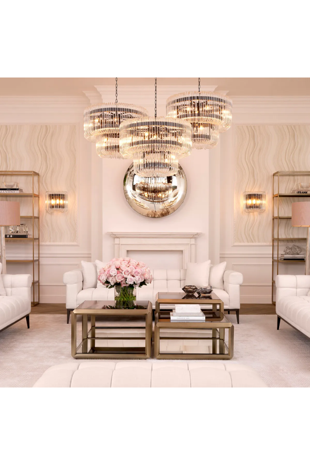 2 Tier Glass Chandelier Sutton House | Eichholtz Miami