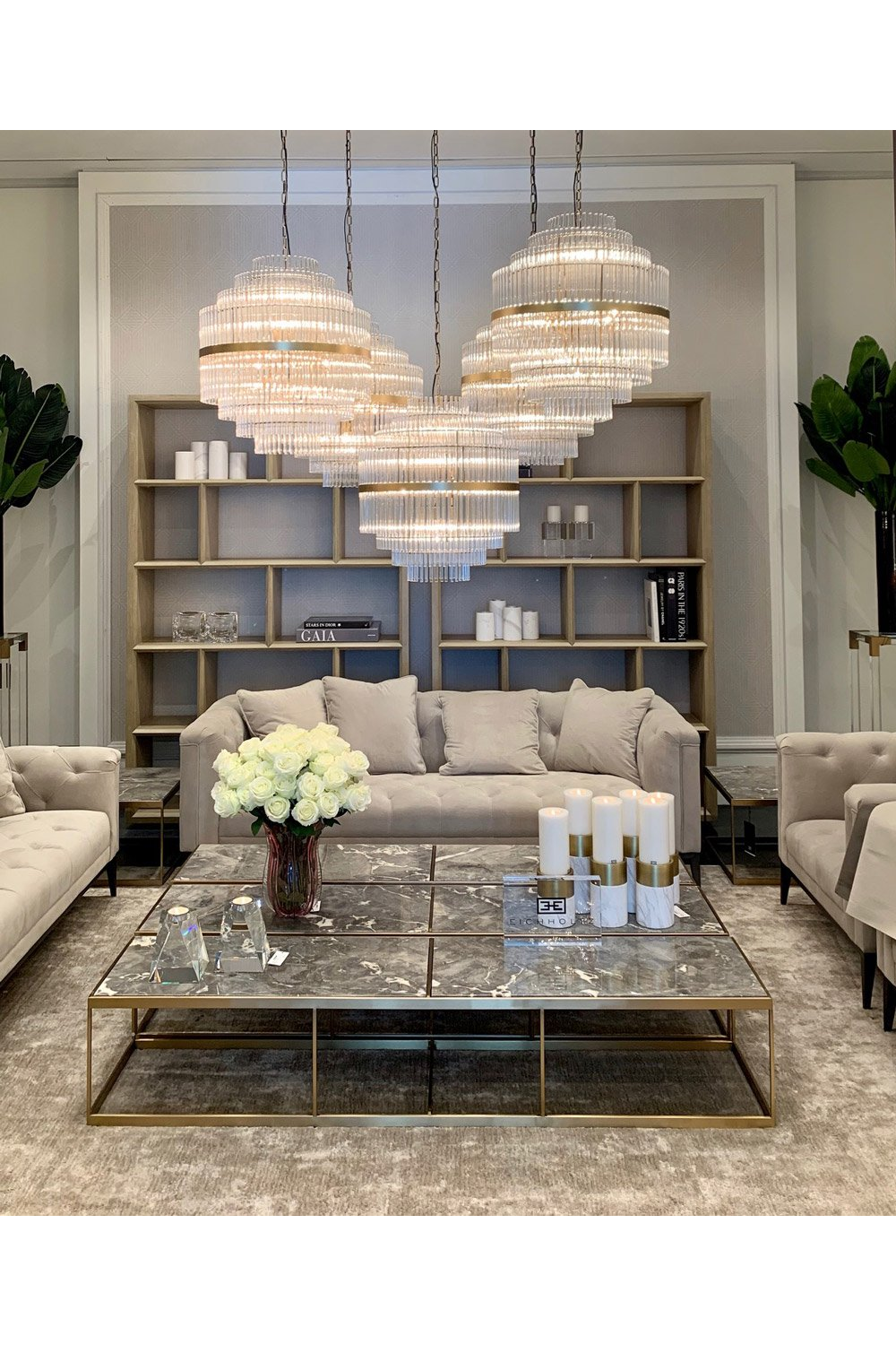 Glass Tiered Chandelier East | Eichholtz Miami