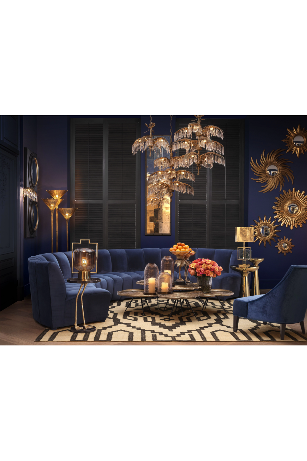 Golden Art Deco Chandelier Hildebrandt | Eichholtz Miami