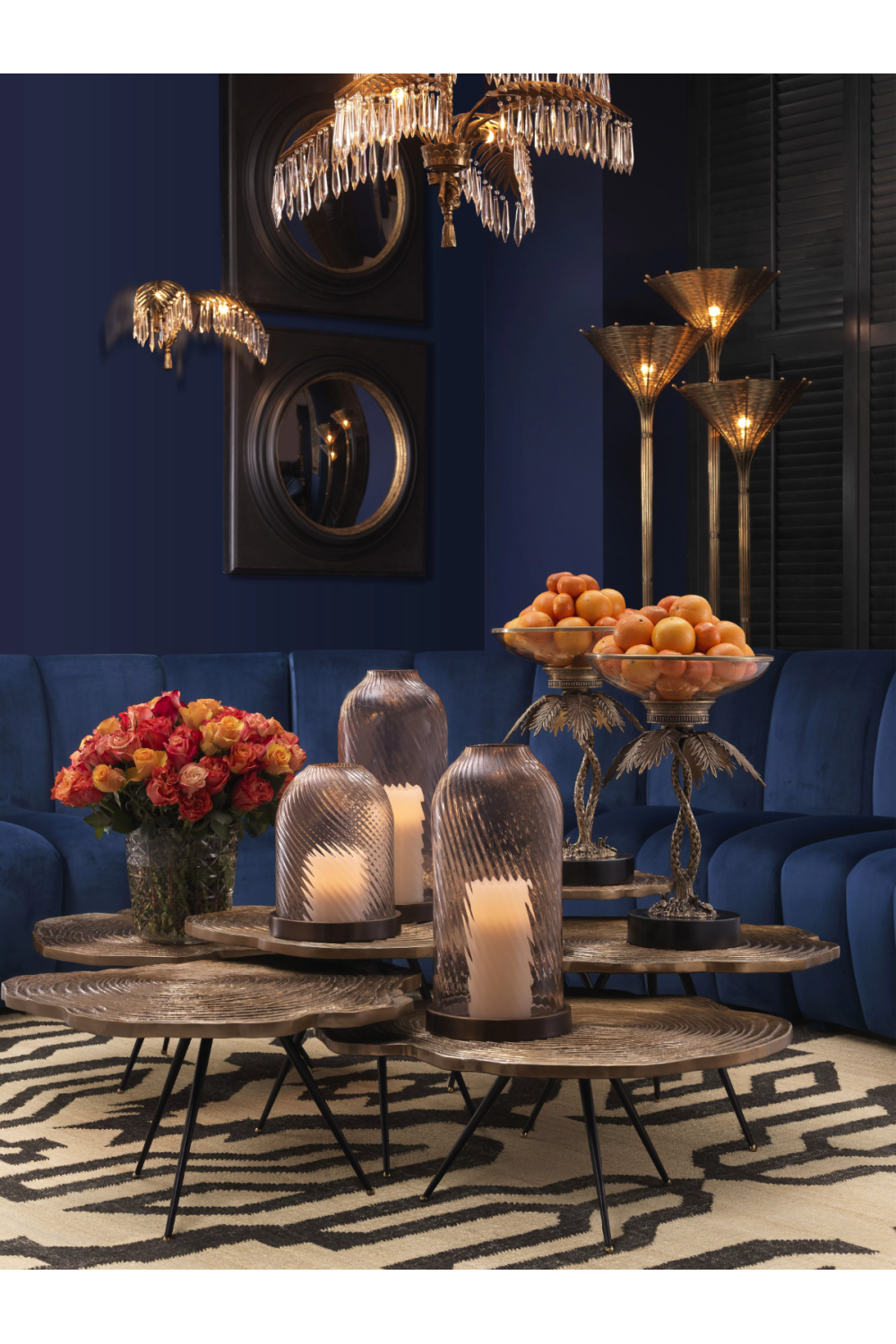 Golden Art Deco Chandelier Hildebrandt | Eichholtz Miami