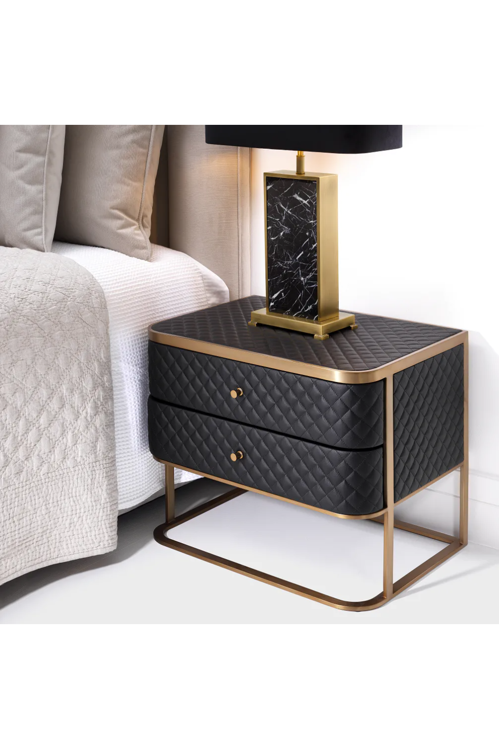 Black Leather Side Table Monfort | Eichholtz Miami