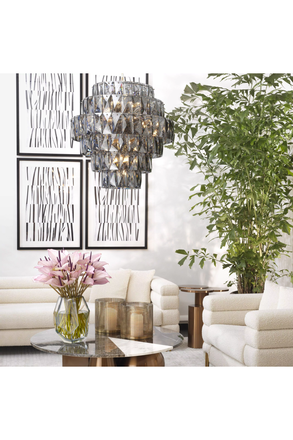 Glass Layered Chandelier L Amazone | Eichholtz Miami