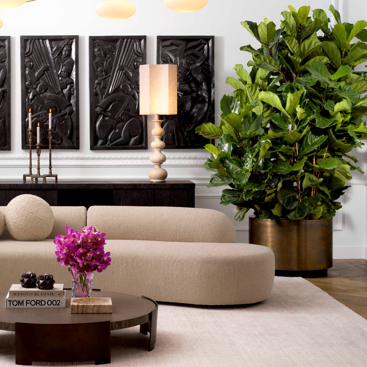 Vintage Brass Round Planter Jasper | Eichholtz Miami