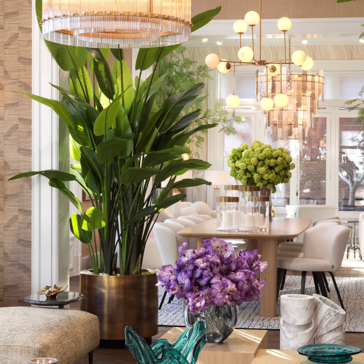 Vintage Brass Round Planter Jasper | Eichholtz Miami