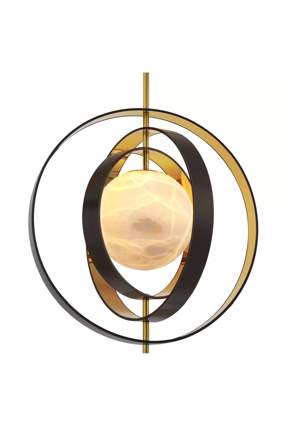 Gold Ringed Alabaster Chandelier Pearl | Eichholtz Miami