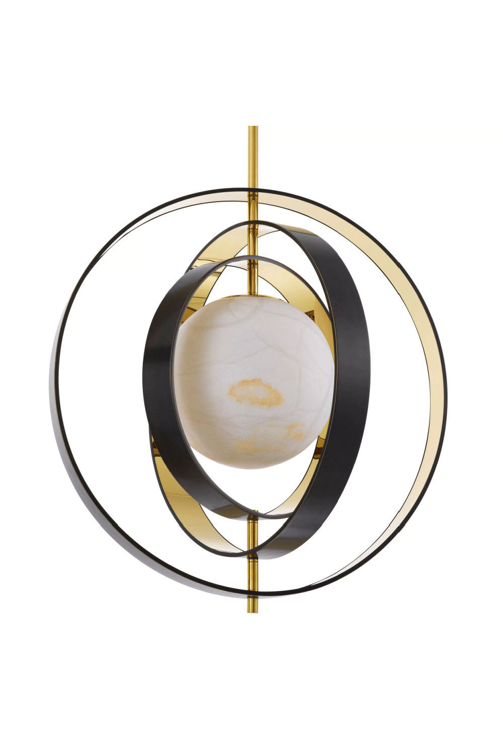 Gold Ringed Alabaster Chandelier Pearl | Eichholtz Miami