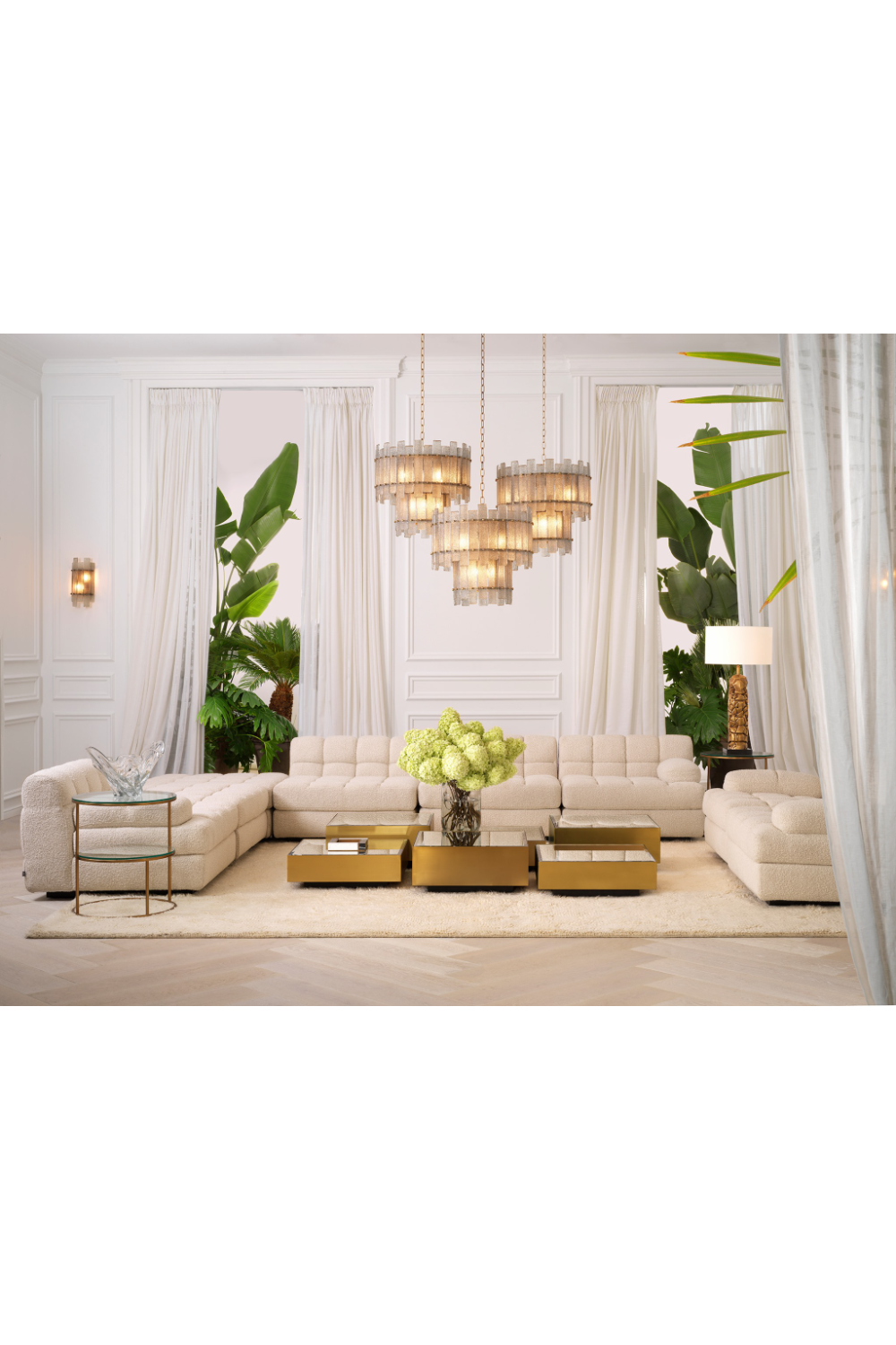 Frosted Hand-Blown Glass Chandelier Caprera | Eichholtz Miami