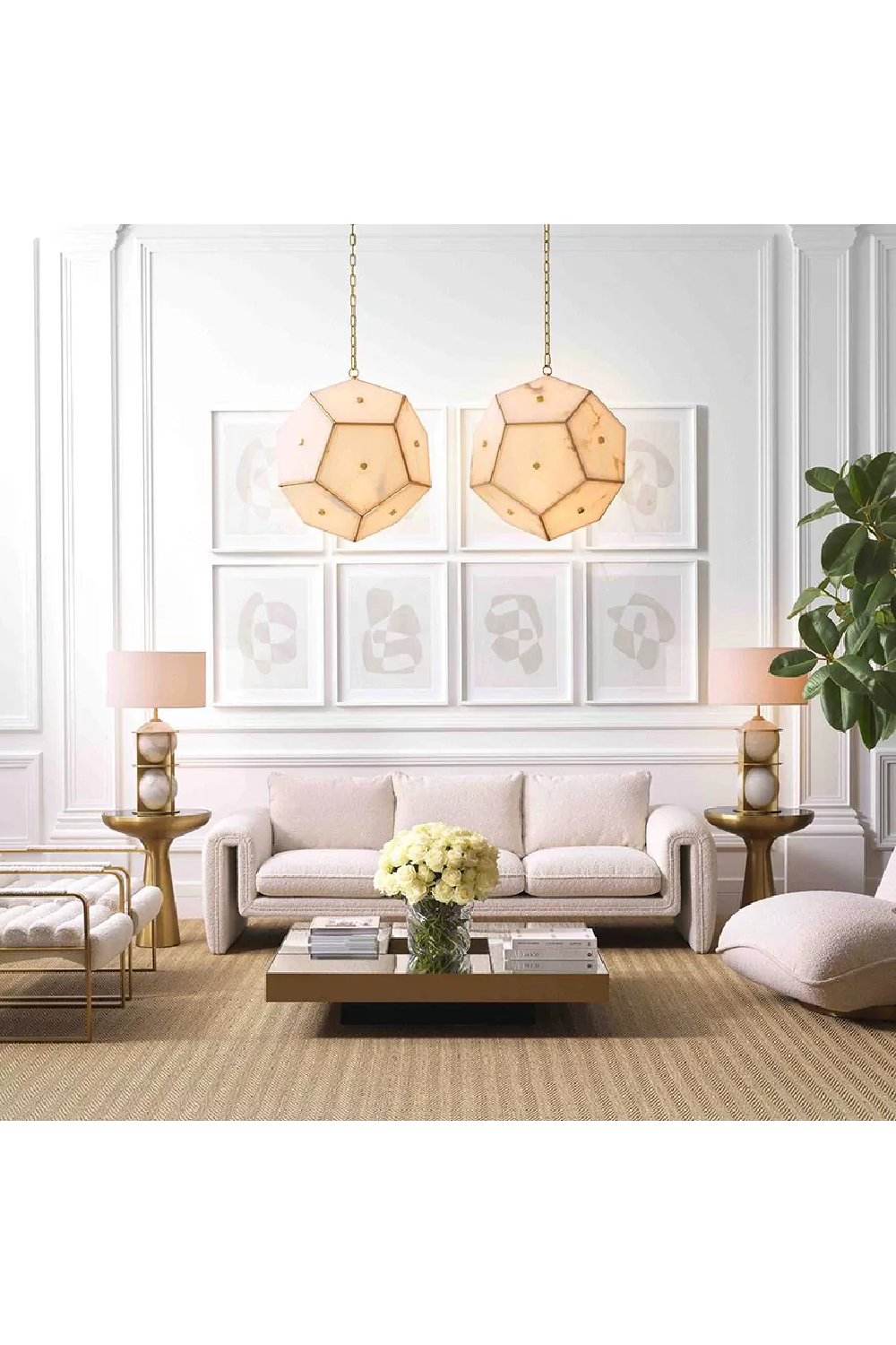 Pentagonal Alabaster Lantern Gallo | Eichholtz Miami