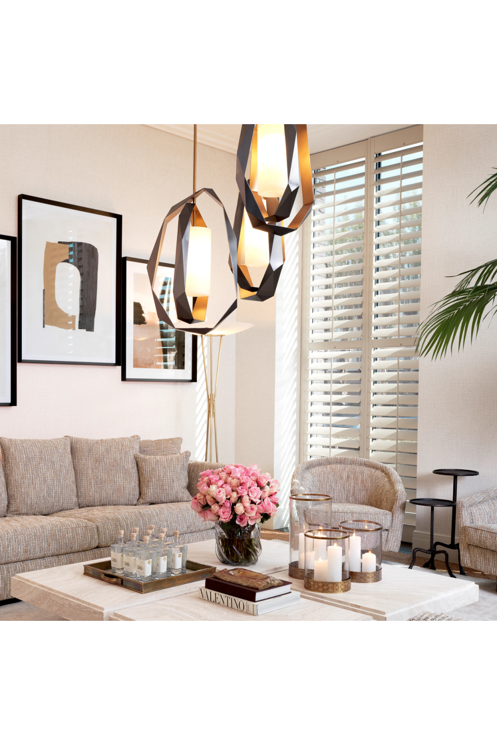 Metal Framed Alabaster Chandelier Santos | Eichholtz Miami