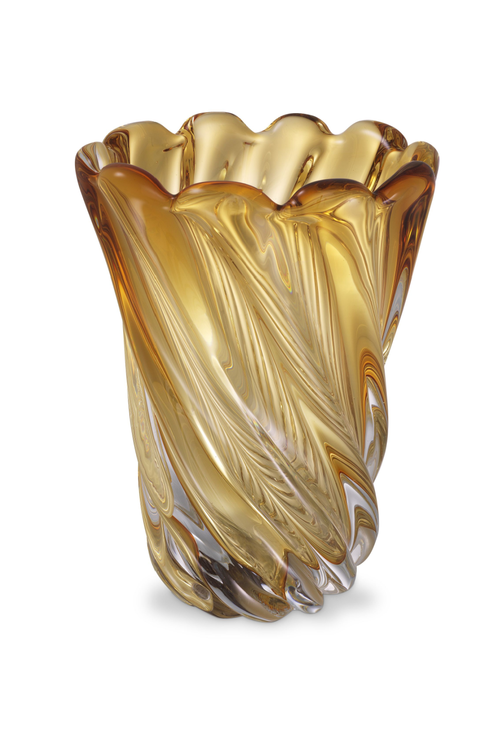Yellow Swirling Glass Vase Contessa - S | Eichholtz Miami