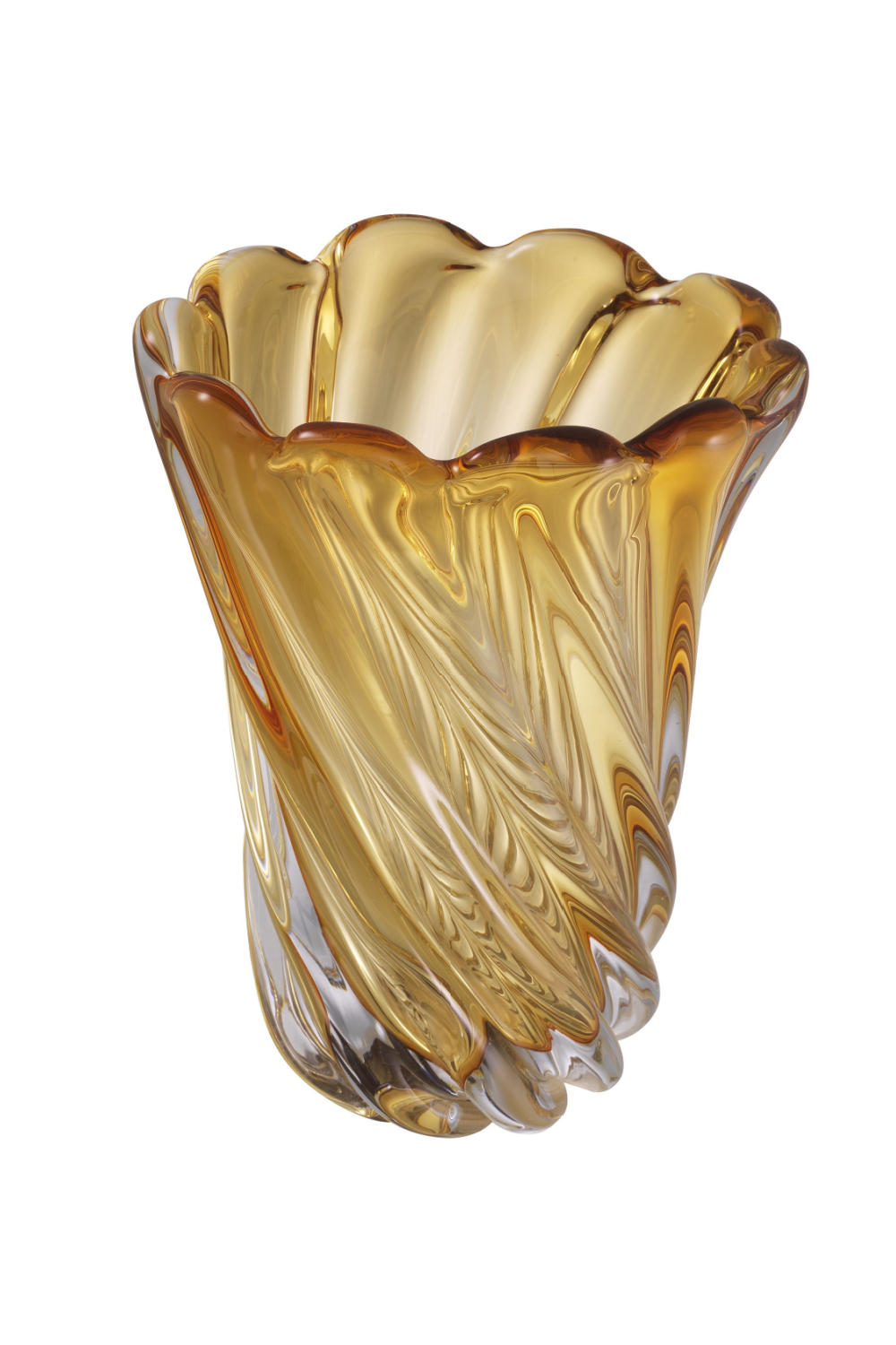 Yellow Swirling Glass Vase Contessa - S | Eichholtz Miami
