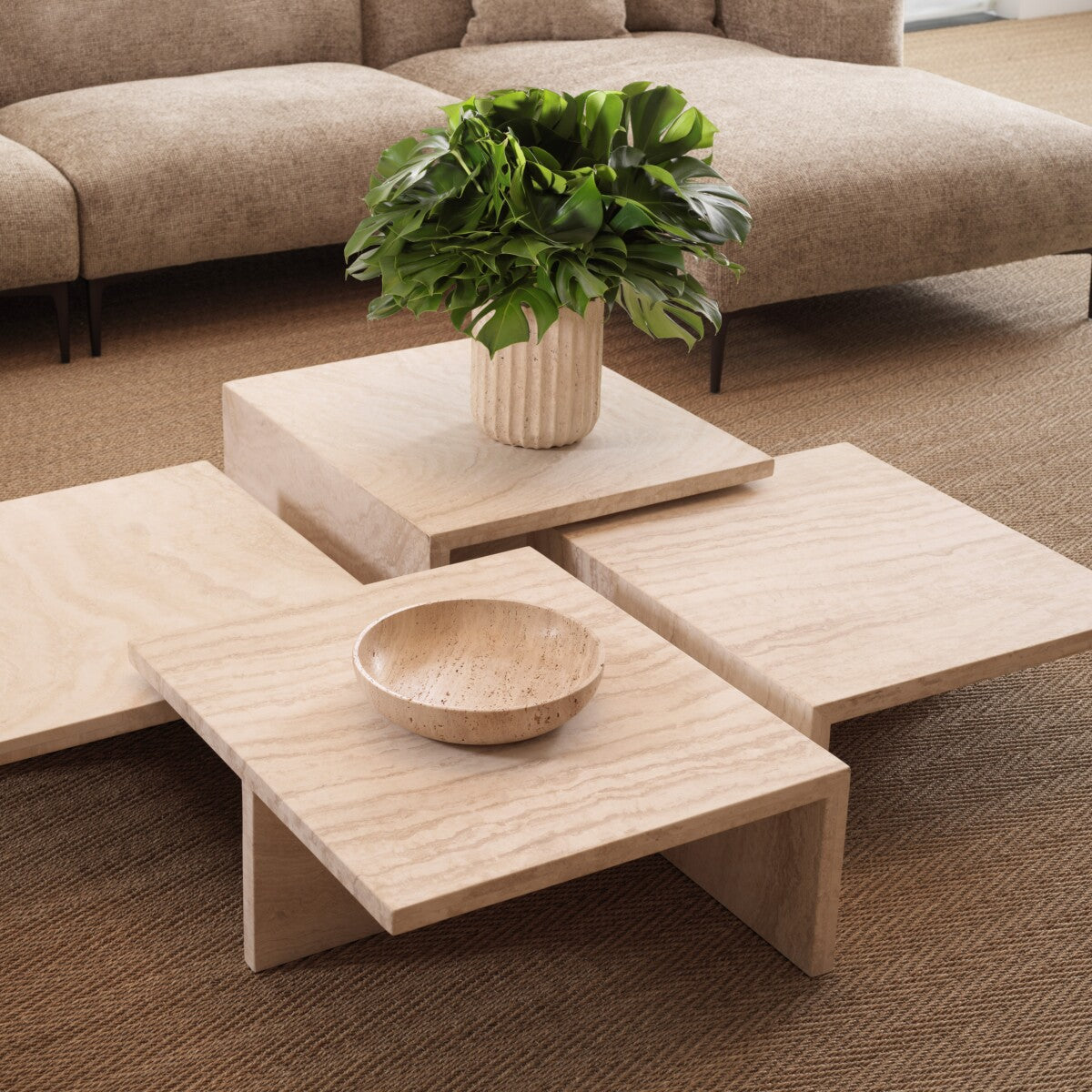 Minimalist Travertine Coffee Table Amara | Eichholtz Miami