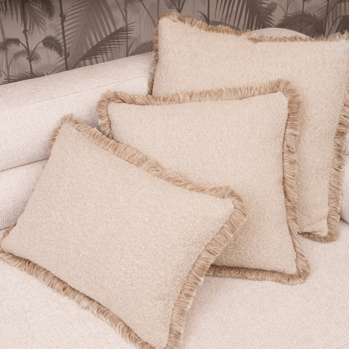 Cream Bouclé Throw Pillow Nami | Eichholtz Miami