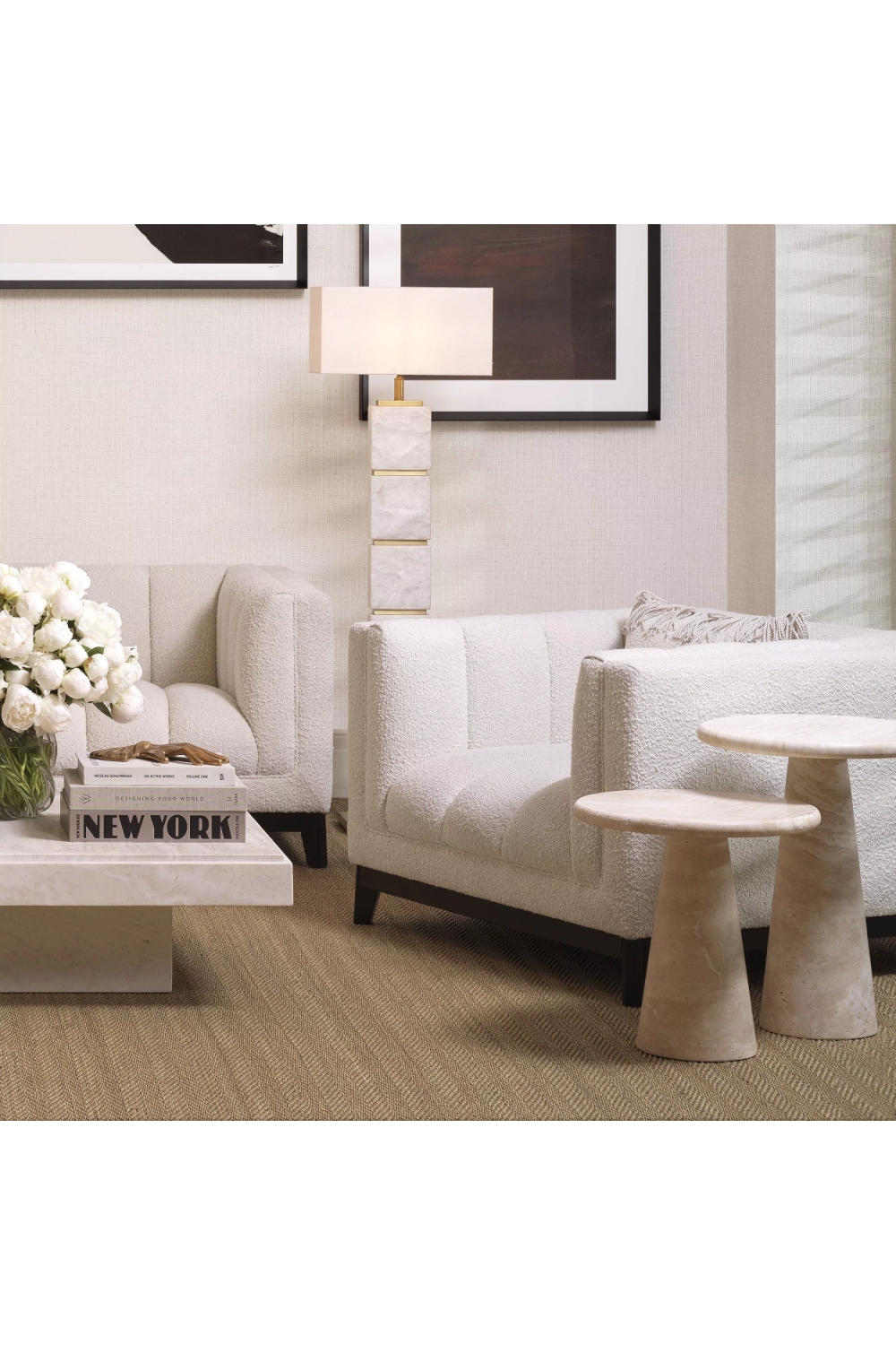 Limestone Pedestal Side Table Adriana | Eichholtz Miami