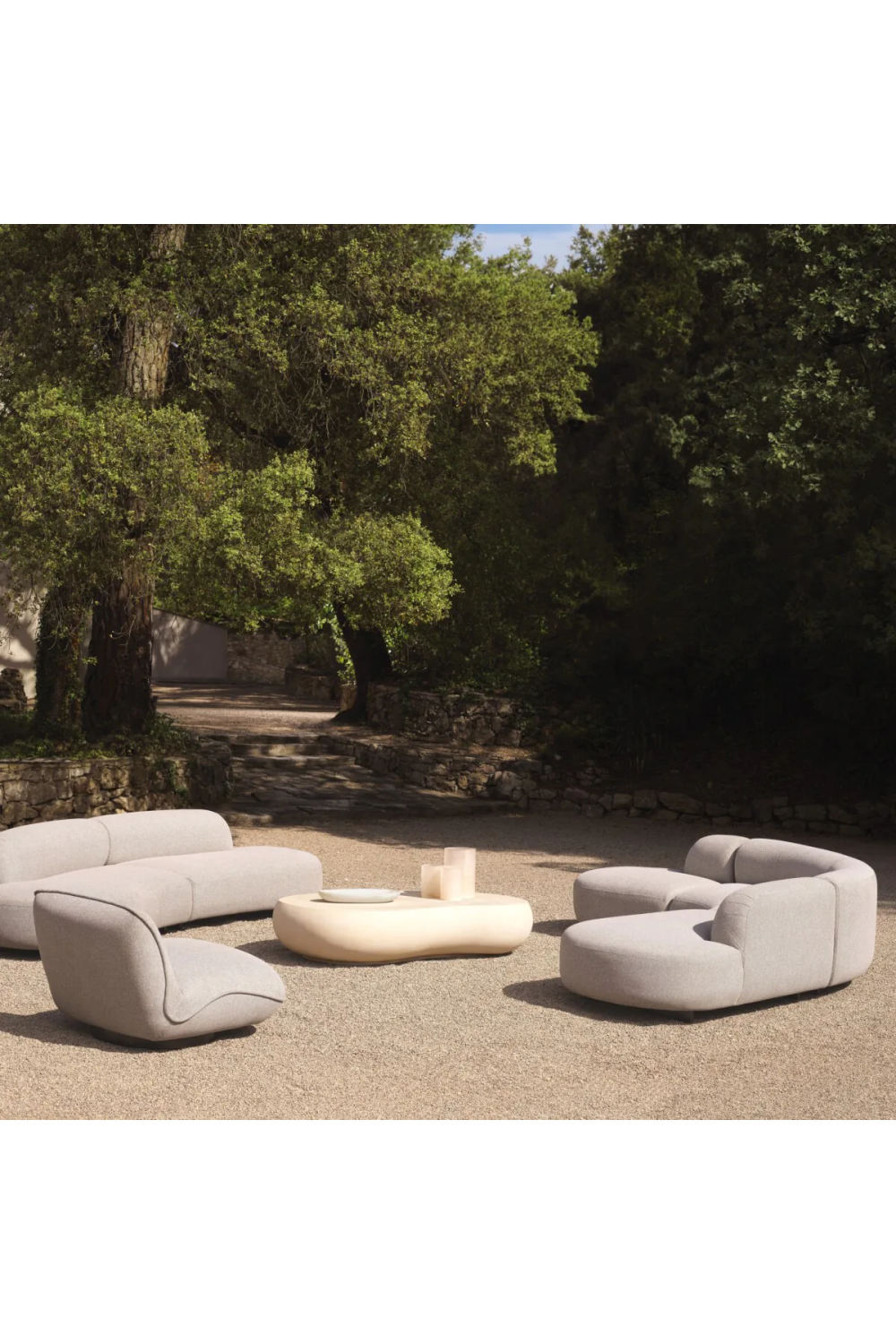 Light Gray Curved Outdoor Sofa Bjorn | Eichholtz Miami