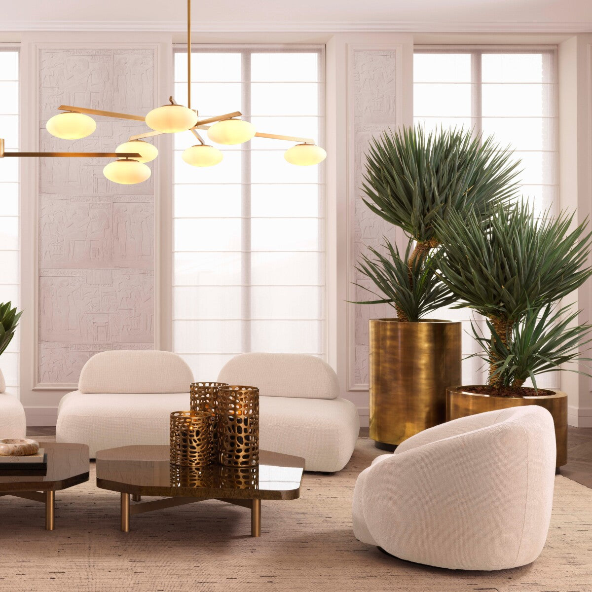 Vintage Brass Round Planter Jasper | Eichholtz Miami