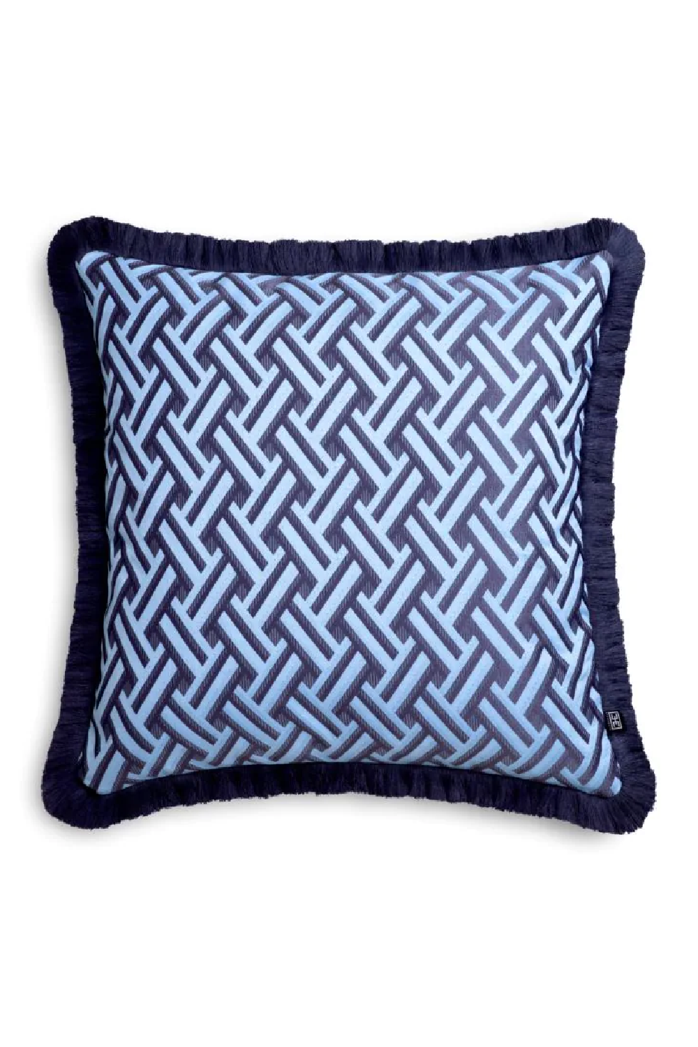 Dark Blue Fringed Cushion L Doris | Cabot House Furniture
