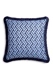 Dark Blue Fringed Cushion L Doris | Cabot House Furniture