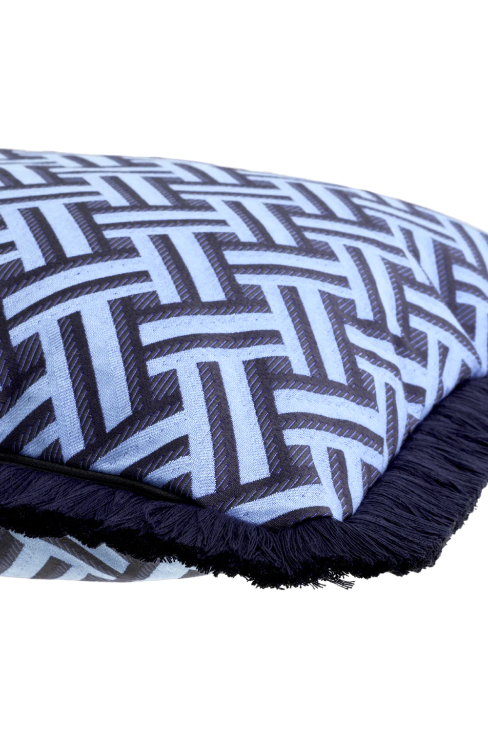 Dark Blue Fringed Cushion L Doris | Cabot House Furniture