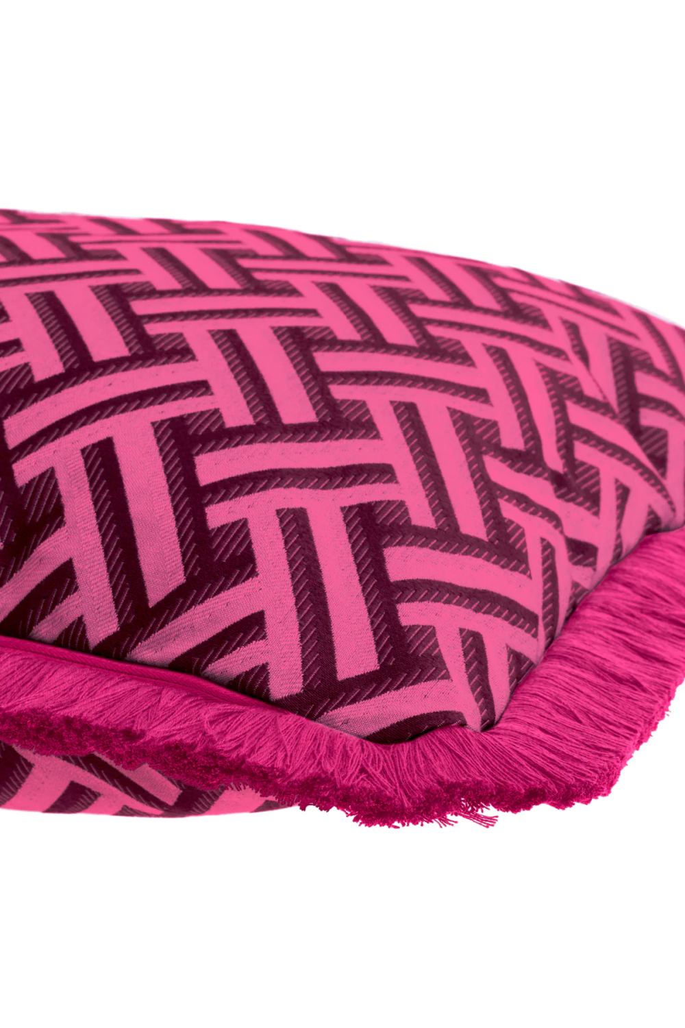 Dark Pink Fringed Cushion Doris | Eichholtz Miami