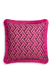 Dark Pink Fringed Cushion Doris | Eichholtz Miami