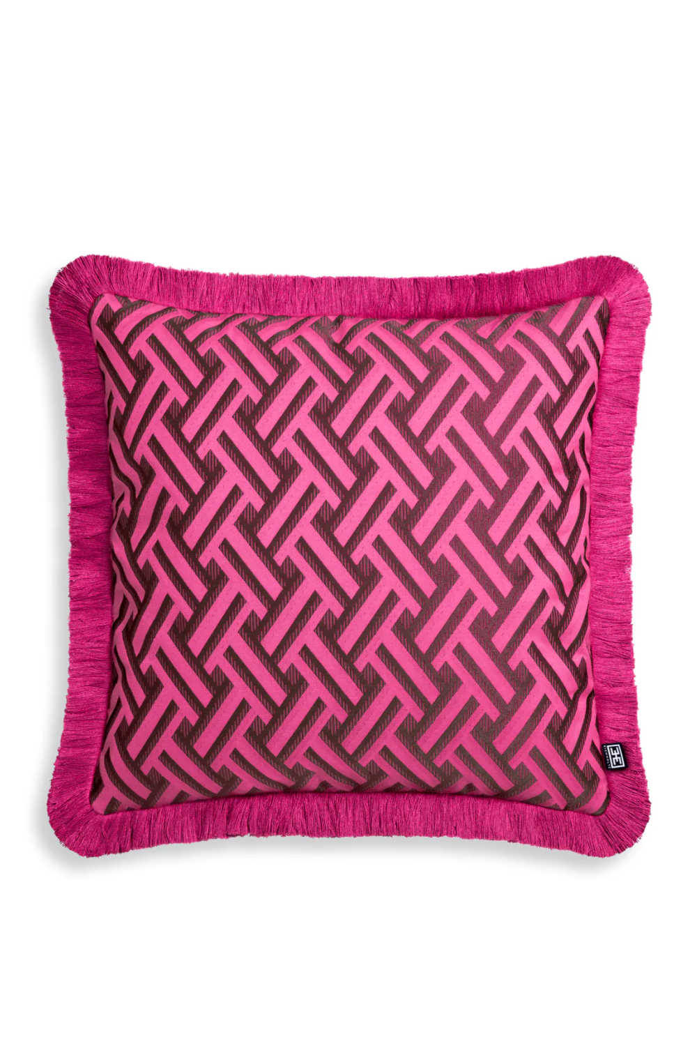 Dark Pink Fringed Cushion Doris | Eichholtz Miami