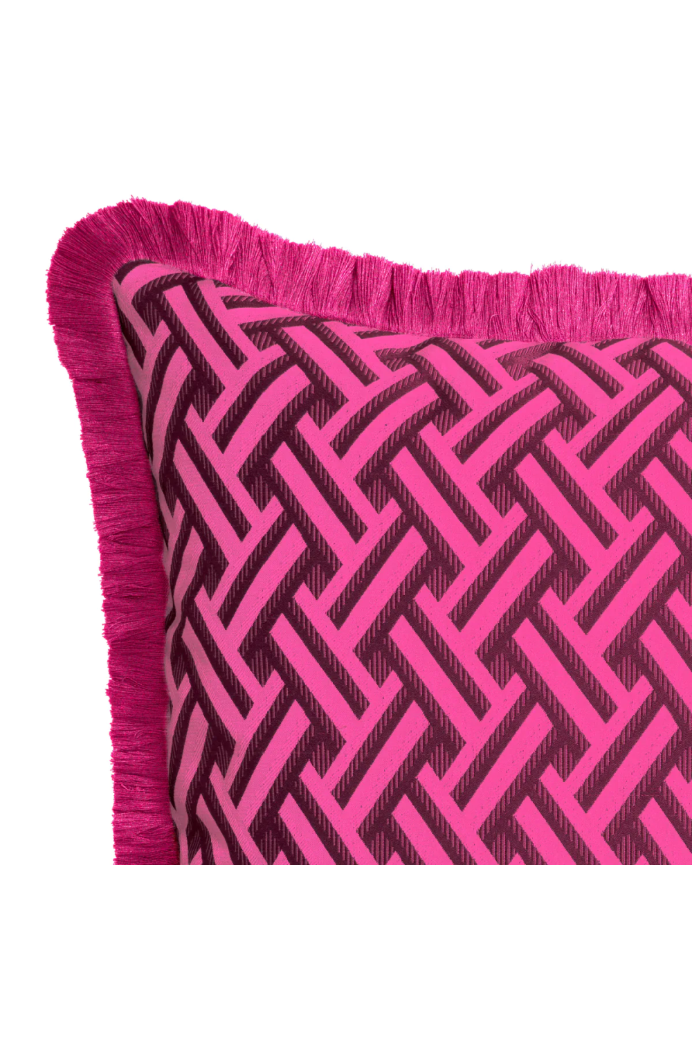 Dark Pink Fringed Cushion Doris | Eichholtz Miami