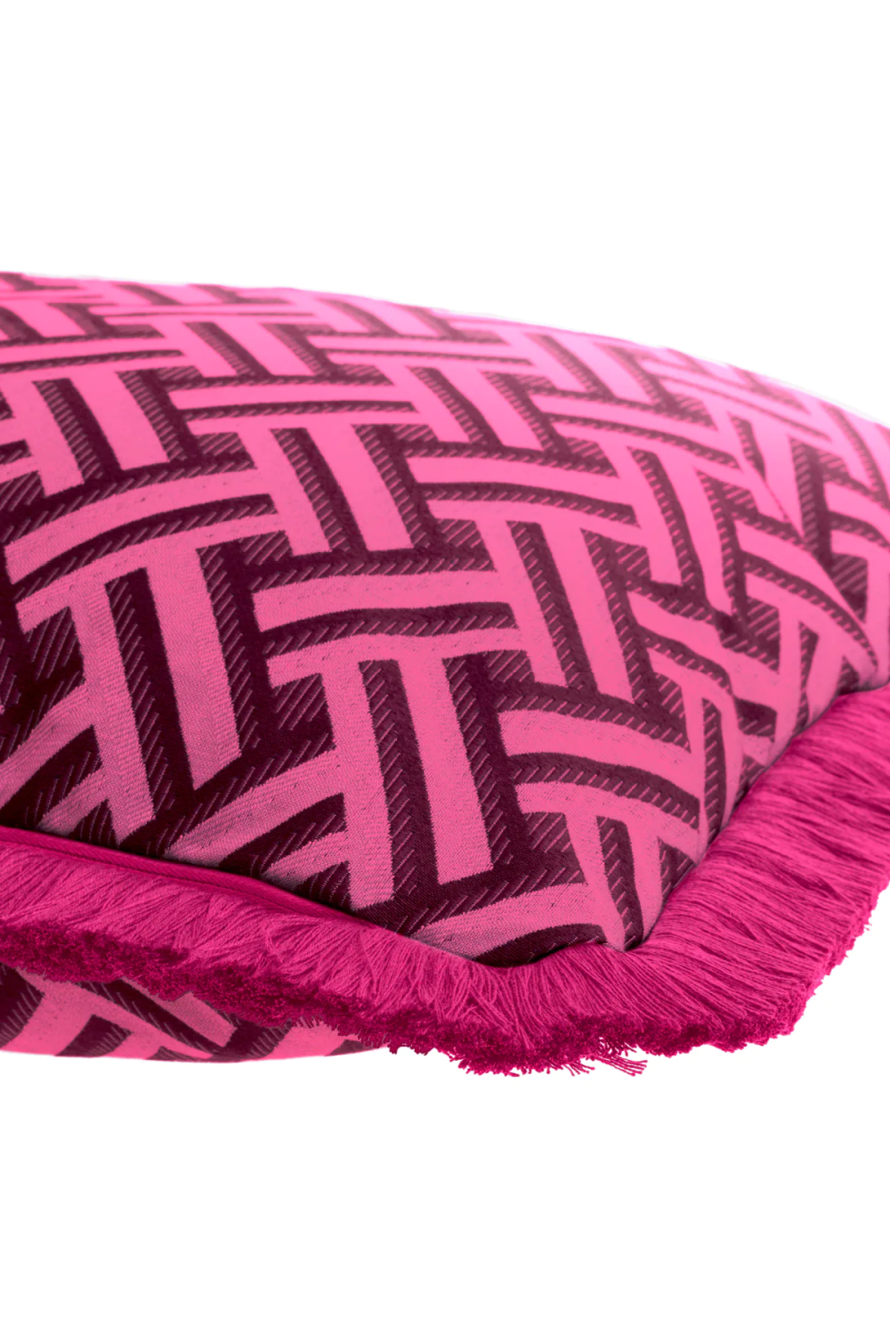 Dark Pink Fringed Cushion Doris | Eichholtz Miami