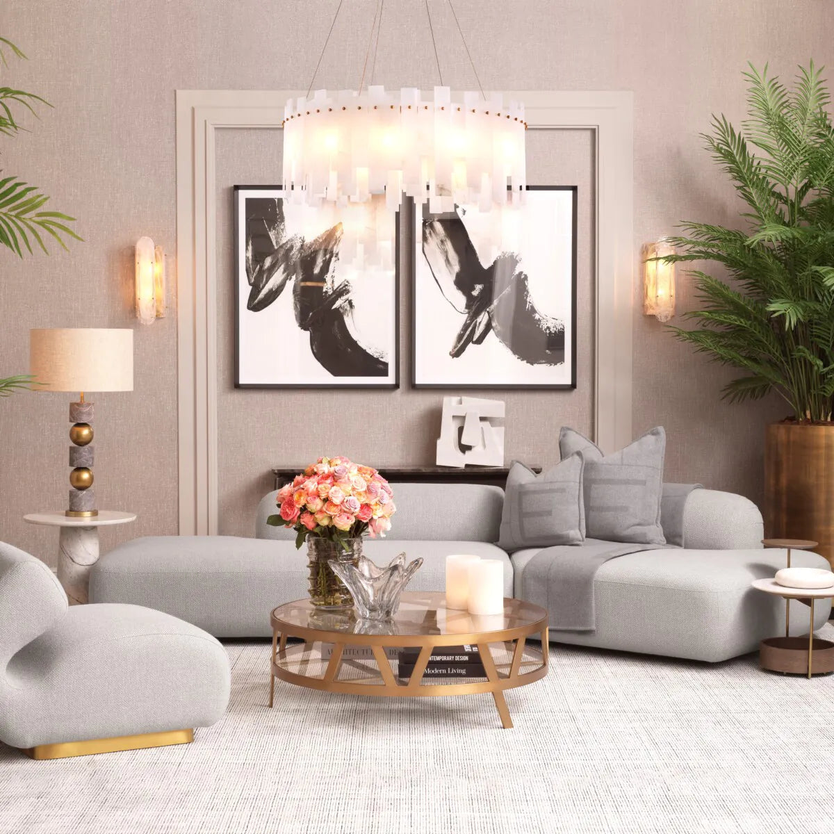 Alabaster Modern Chandelier Pizzorni | Eichholtz Miami