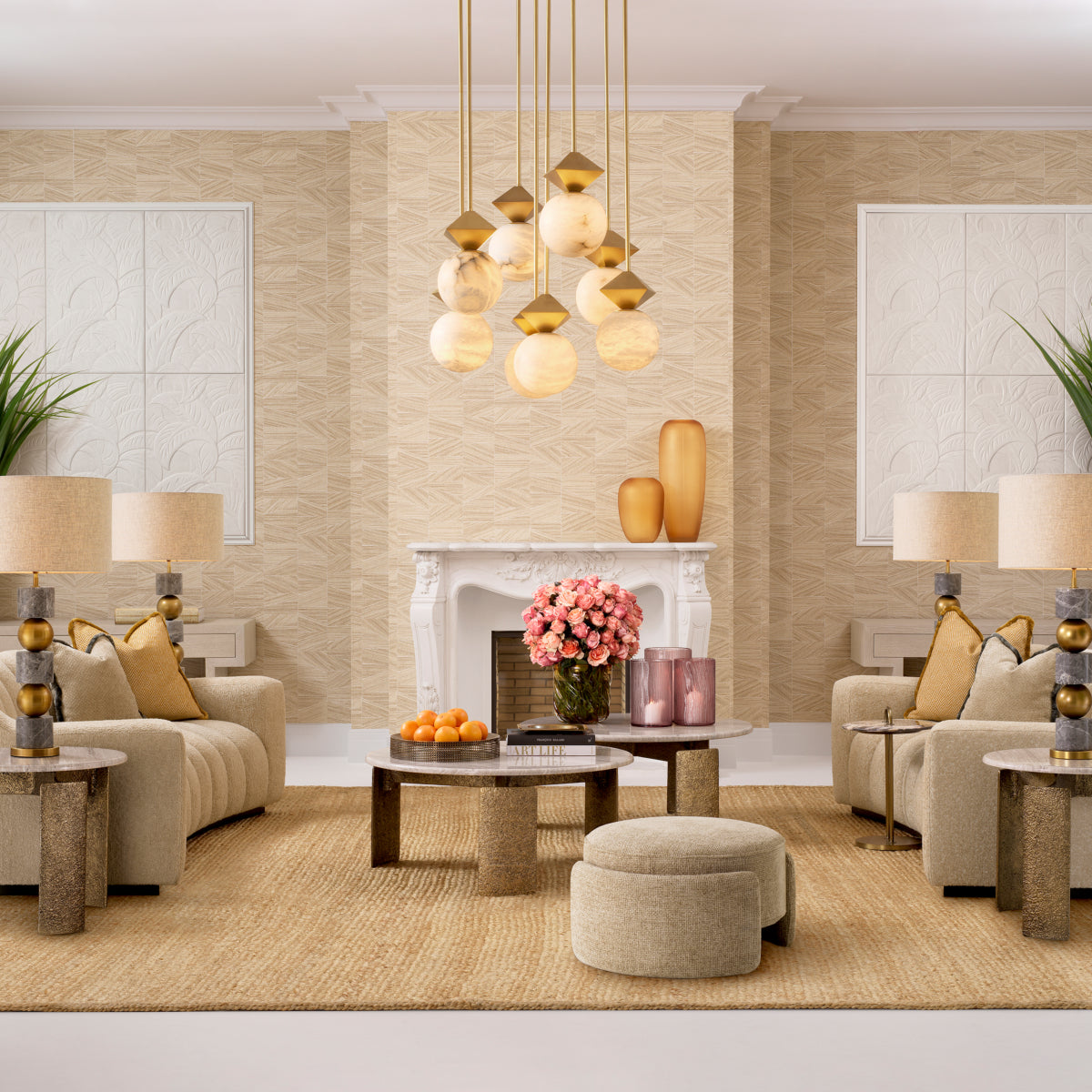 Herringbone Pattern Fringed Cushion S Kauai | Eichholtz Miami