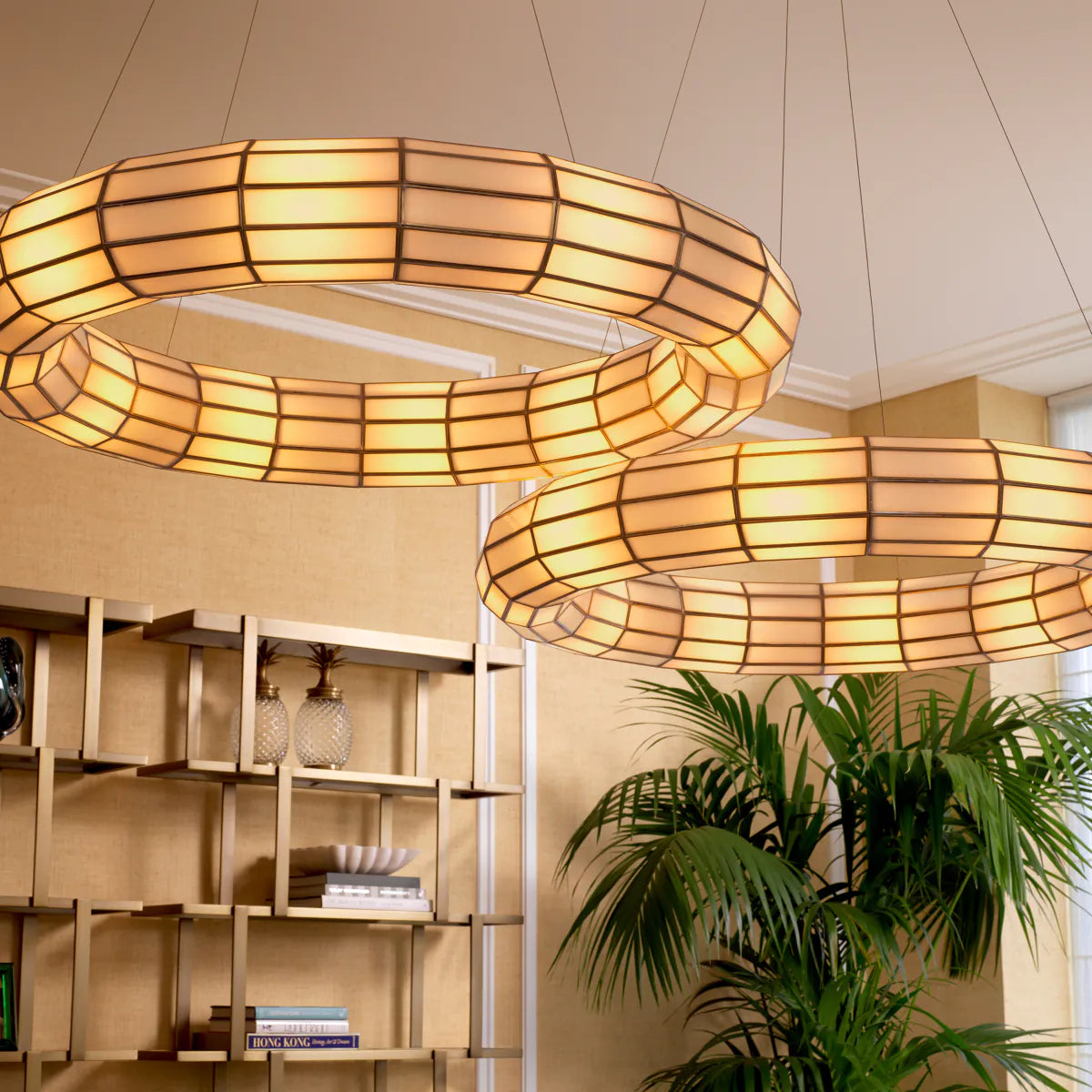 Glass Panels Round Chandelier Ronco | Eichholtz Miami