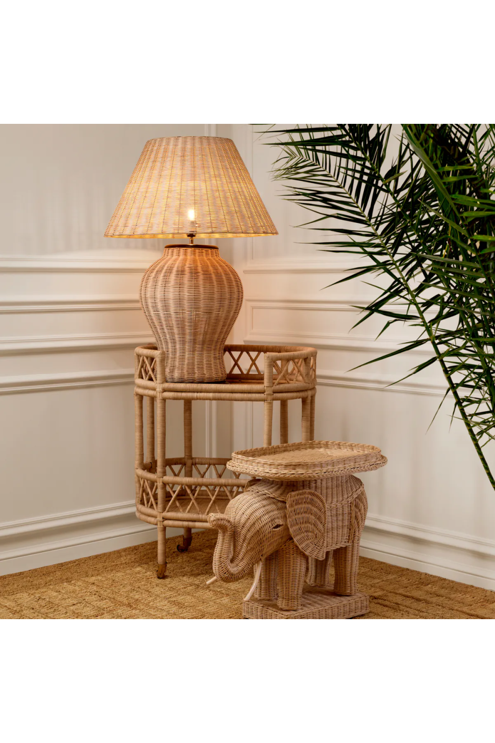 Rattan Sculptural Side Table Elephant | Eichholtz Miami
