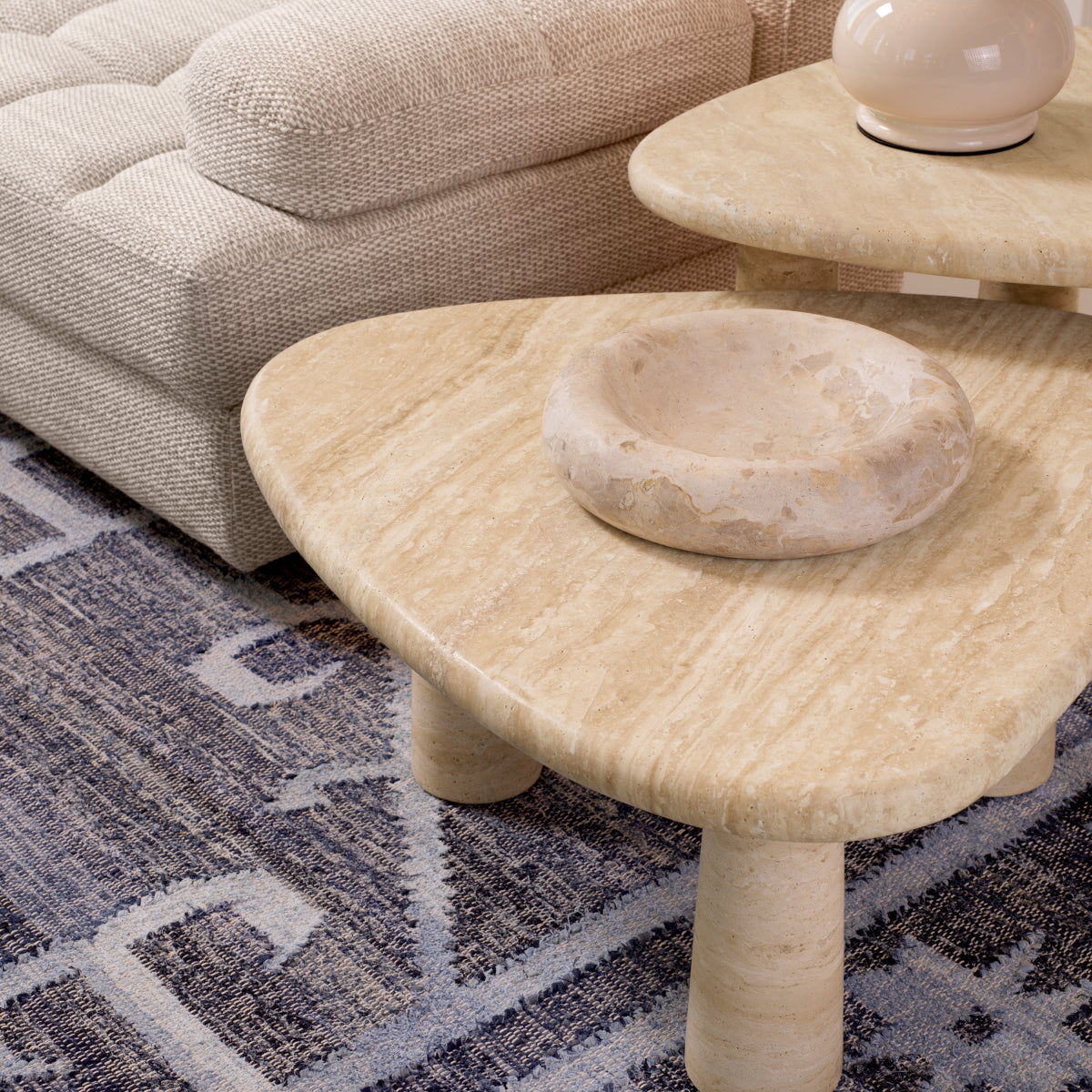 Travertine Triangular Side Table Larino | Eichholtz Miami
