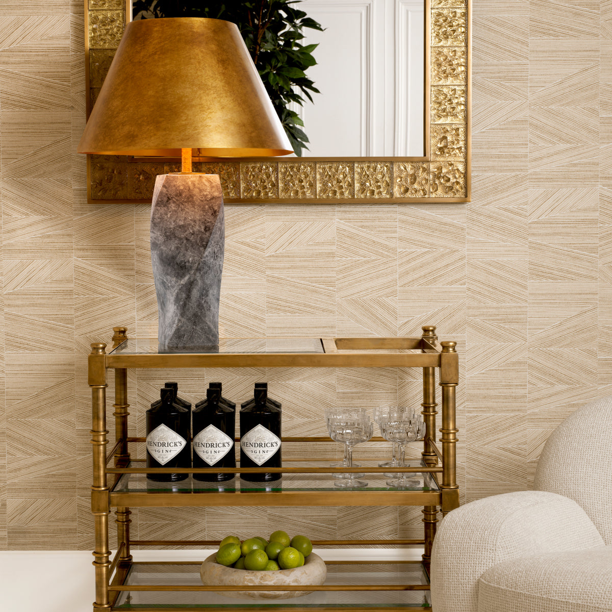 Vintage Brass Table Lamp Camelia | Eichholtz Miami