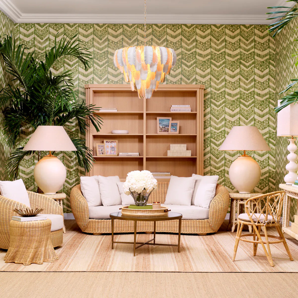 Sofá curvo de ratán natural Rafael