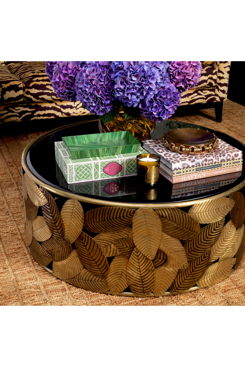 Black Glass Coffee Table Botanico | Eichholtz Miami