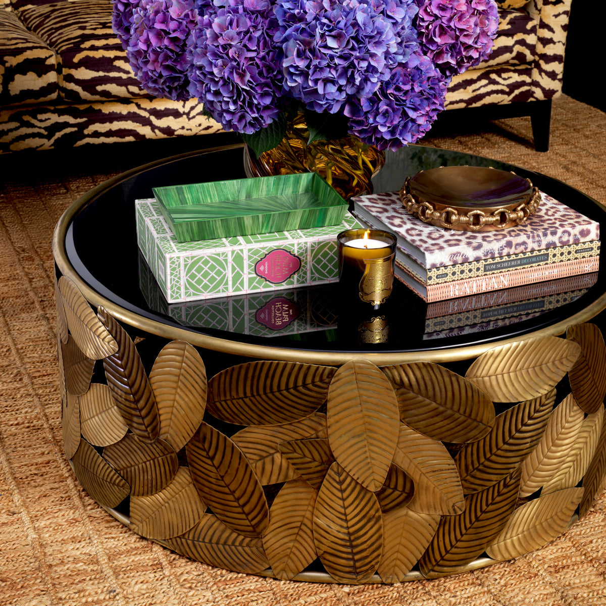 Black Glass Coffee Table Botanico | Eichholtz Miami