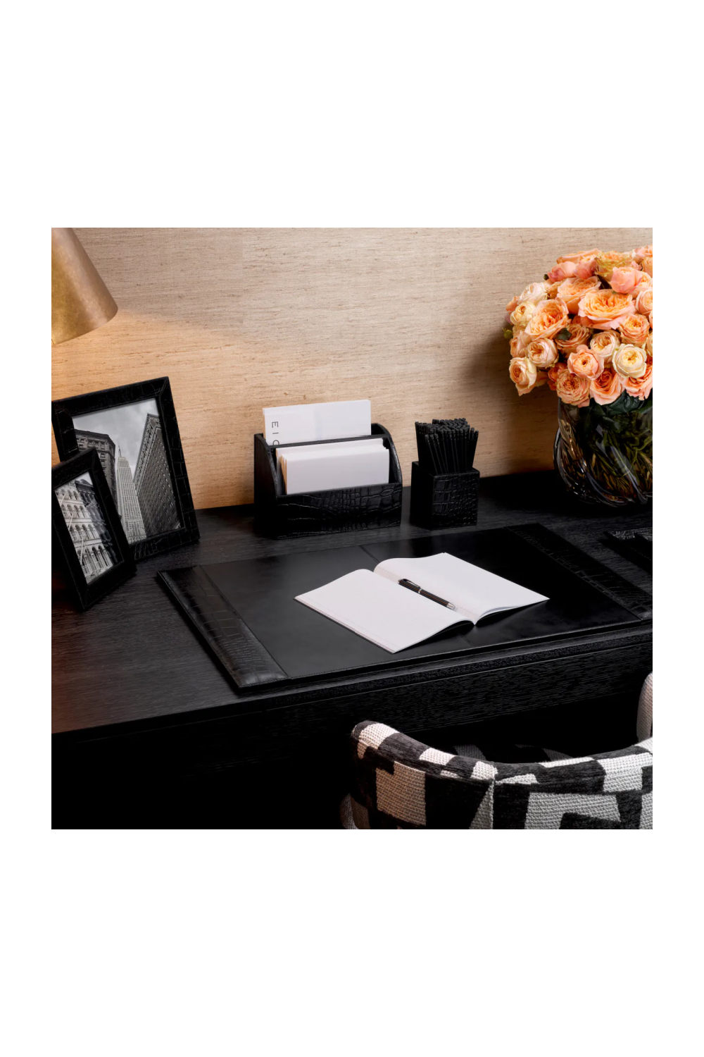 Black Leather Desk Blotter Scaleo | Eichholtz Miami
