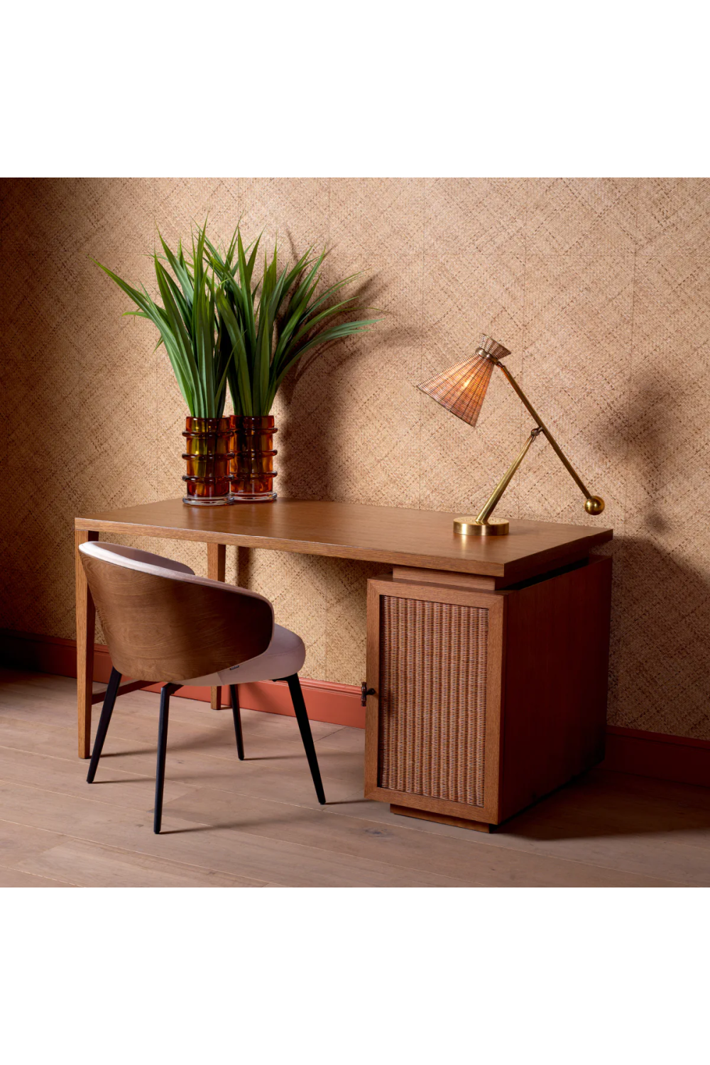 Rattan Door Wooden Desk Borchard | Eichholtz Miami