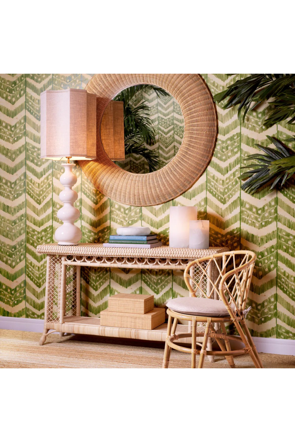 Round Handwoven Rattan Mirror Idora | Eichholtz Miami