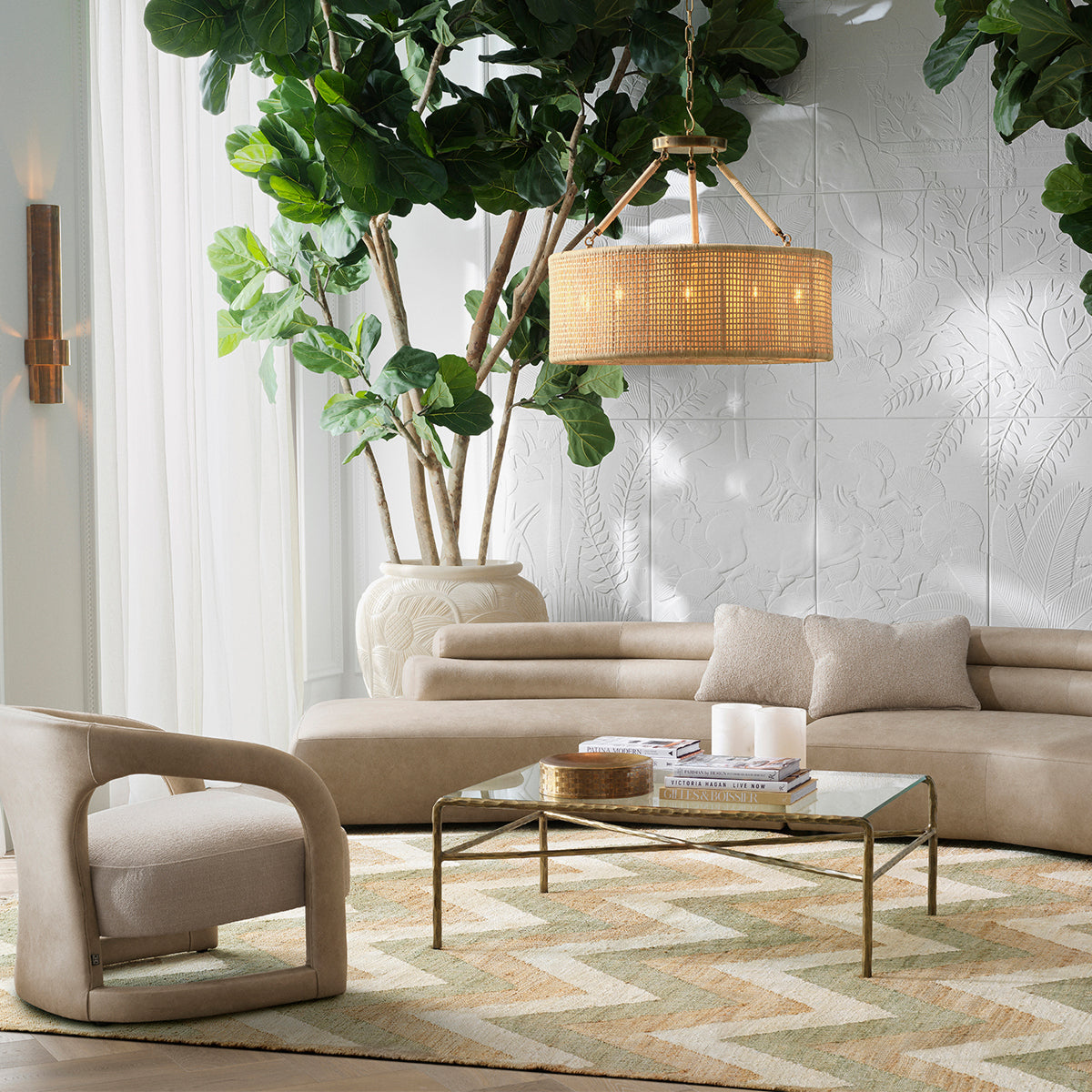 Natural Rattan Chandelier Bernardi | Eichholtz Miami