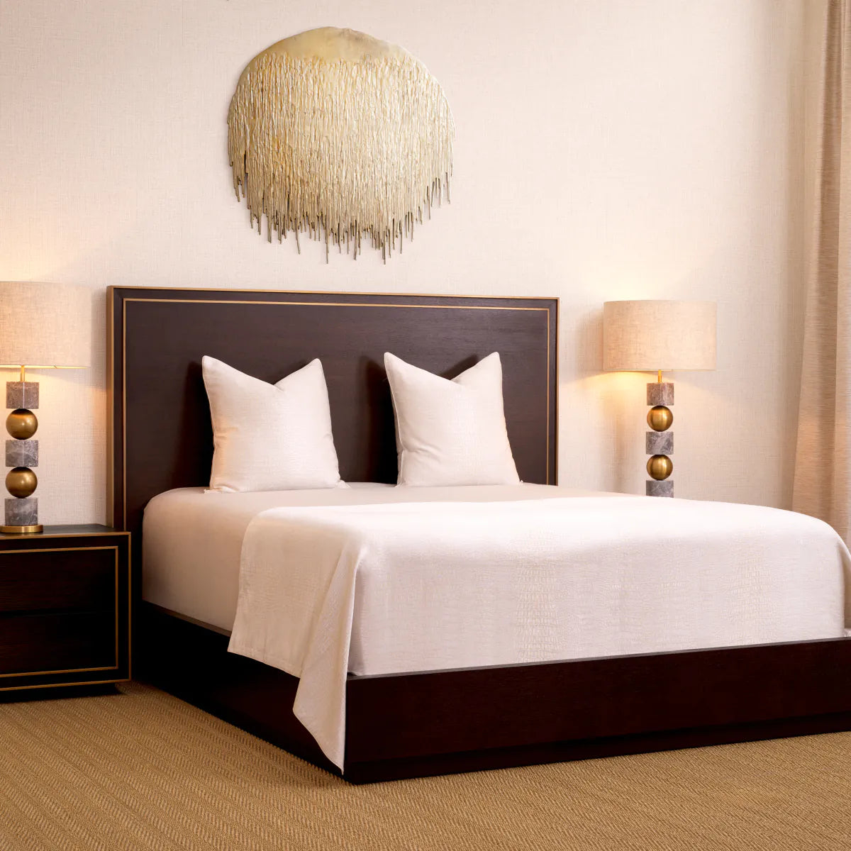 Brown Oak Bed Frame Camelot | Eichholtz Miami