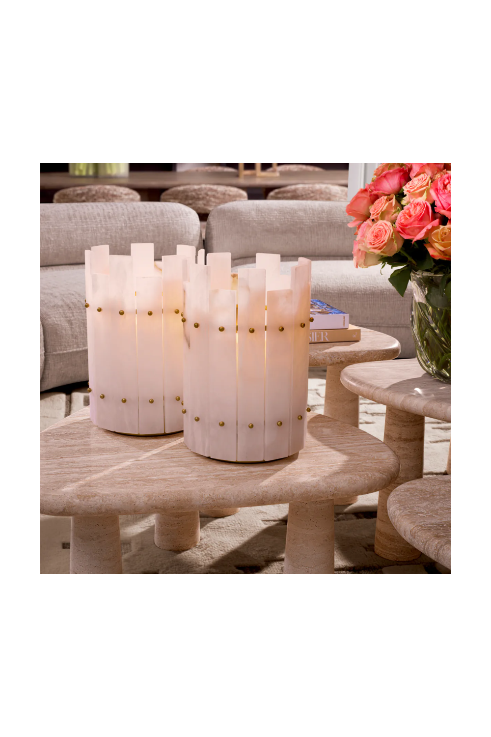 Alabaster Hurricane Candle Holder Ruby | Eichholtz Miami