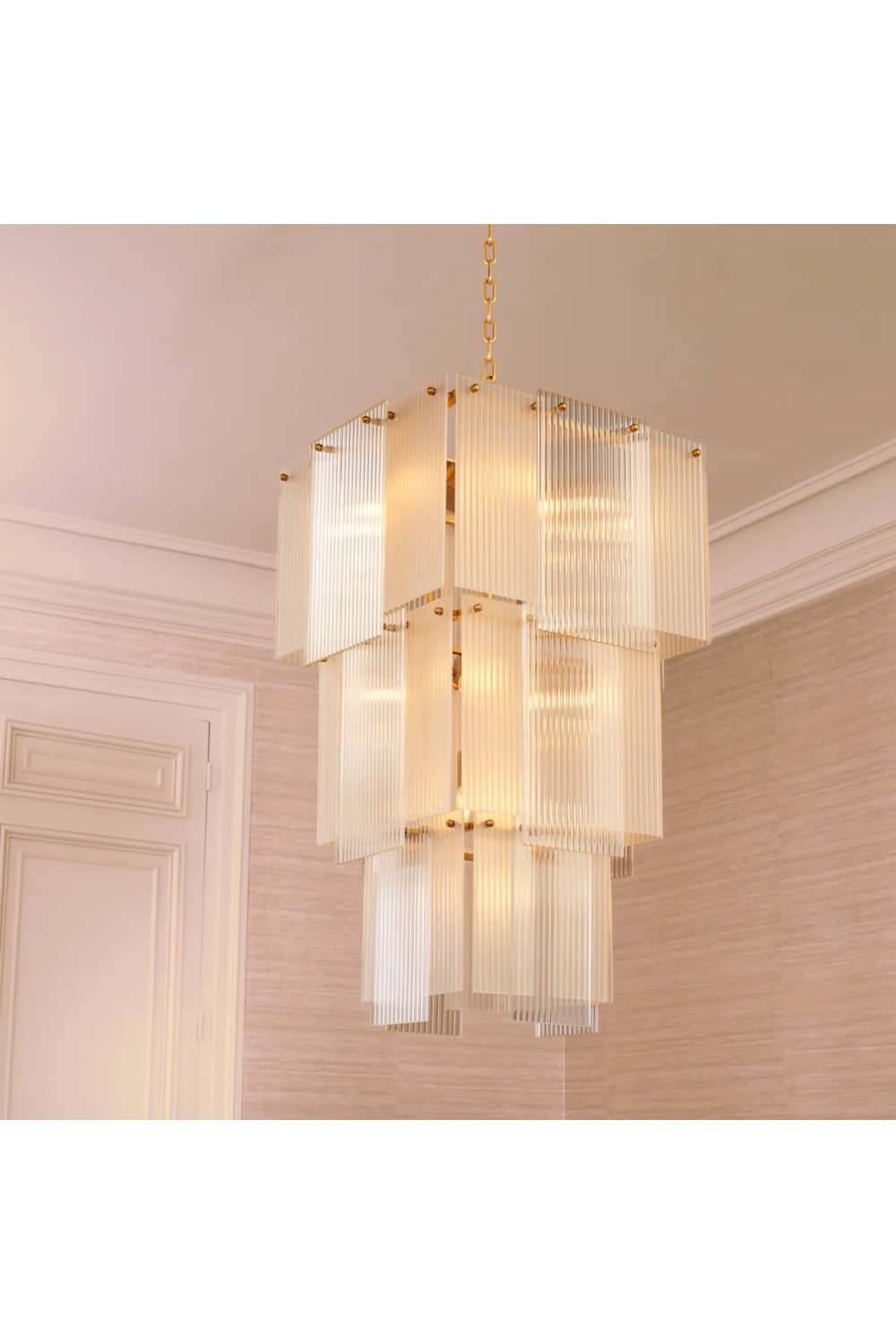 Frosted Glass Tiered Chandelier Giardano | Eichholtz Miami