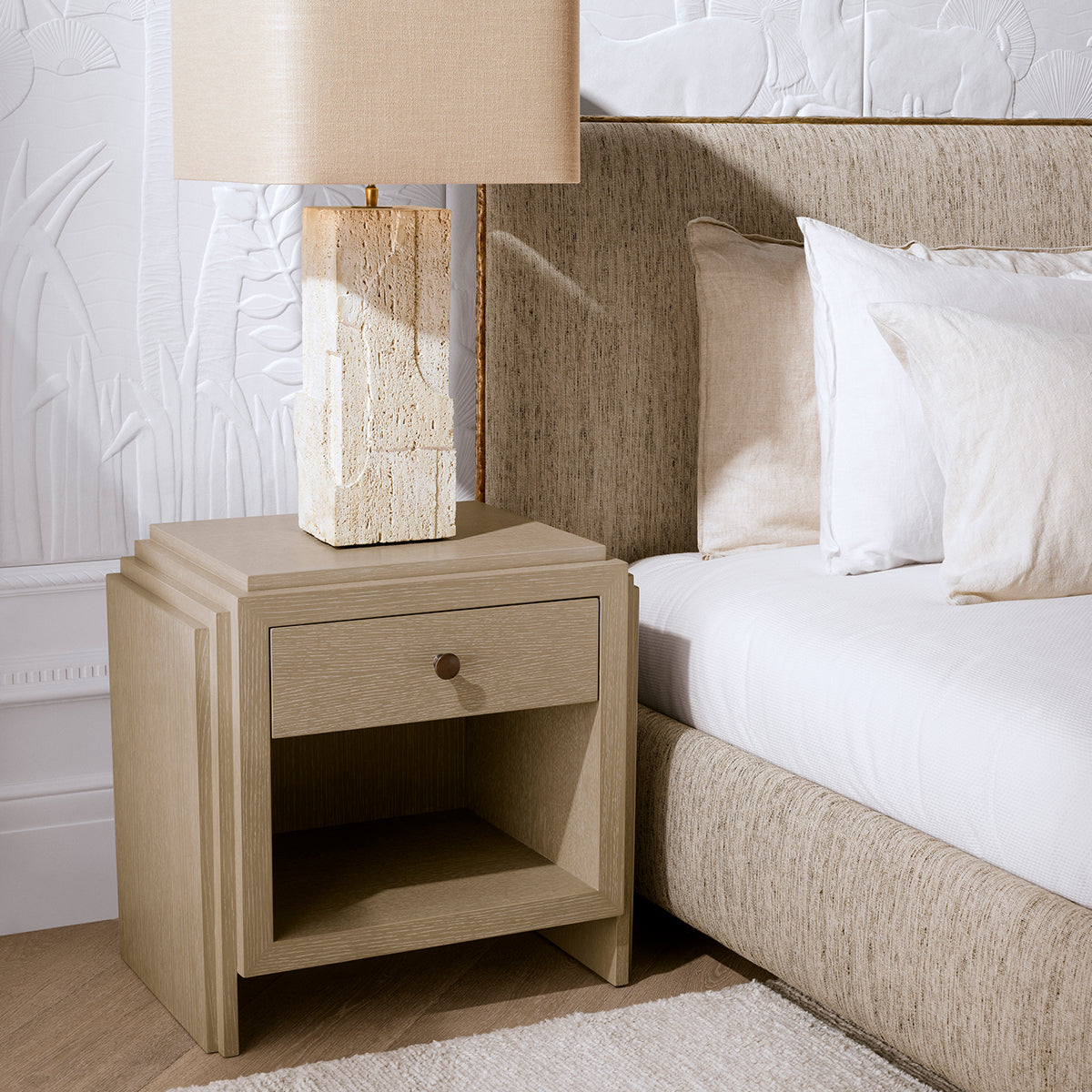 Oak Wooden Nightstand ArtDeco | Eichholtz Miami
