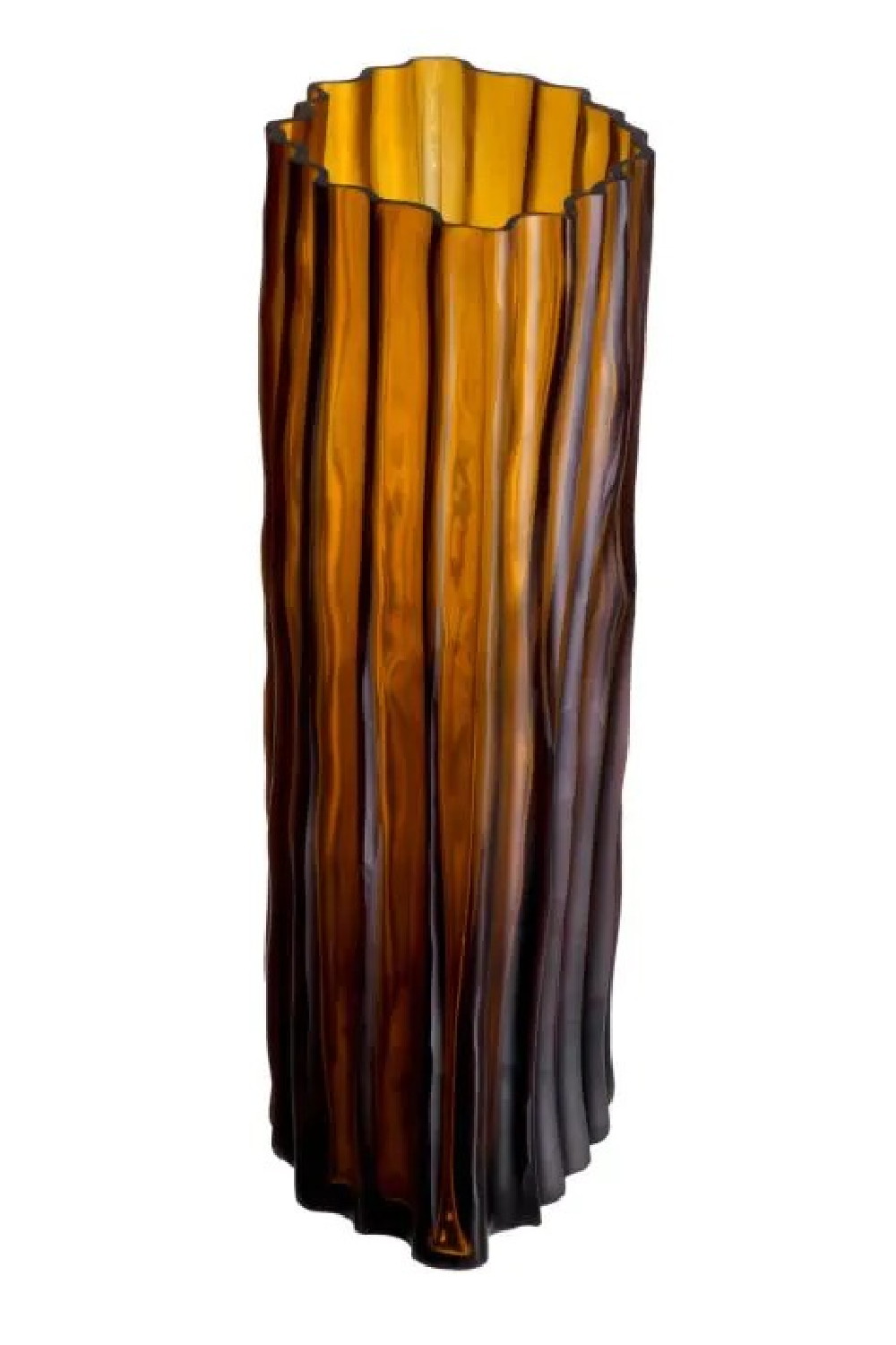 Fluted Amber Glass Vase Vivente | Eichholtz Miami